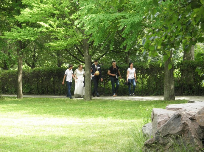 Taking pictures in the park.