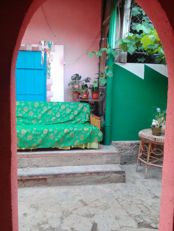Colorful outdoor area at my host family's house in Festelita