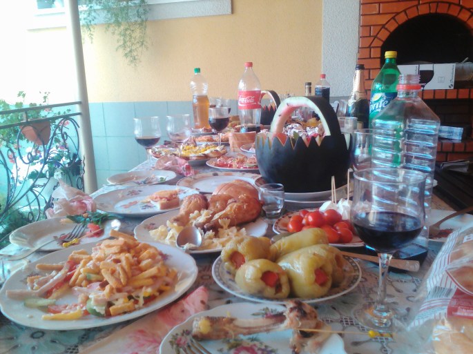 My host brother turned 15!  My host mom even made watermelon "baskets"!
