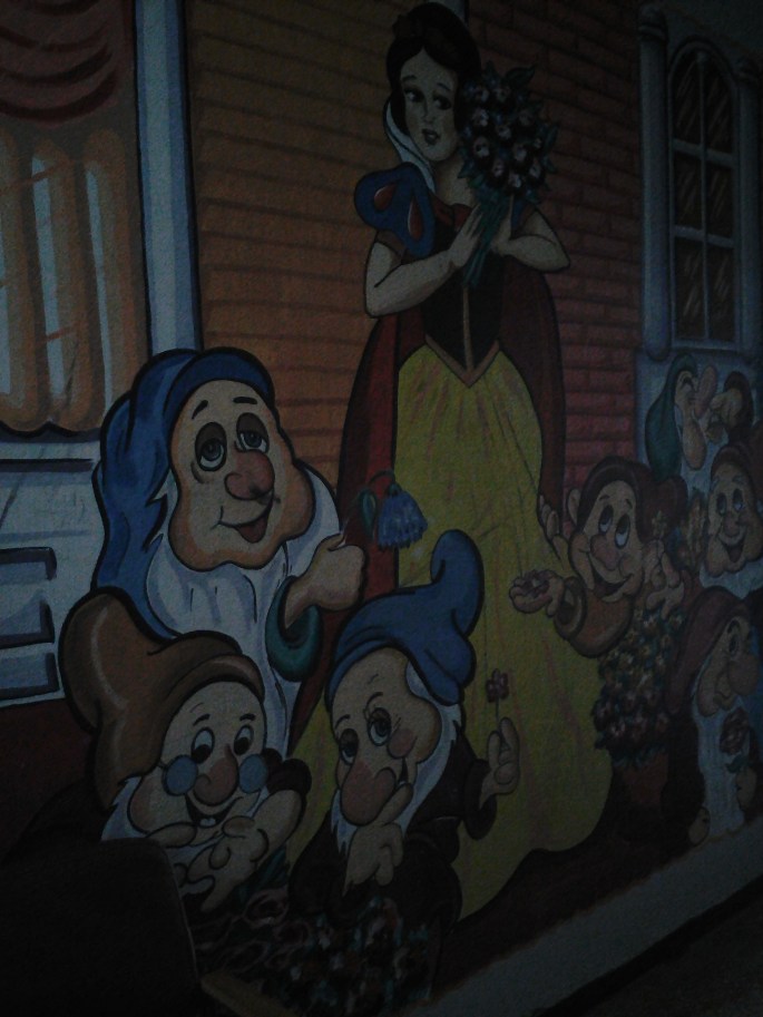 A mural of Snow White at the art school